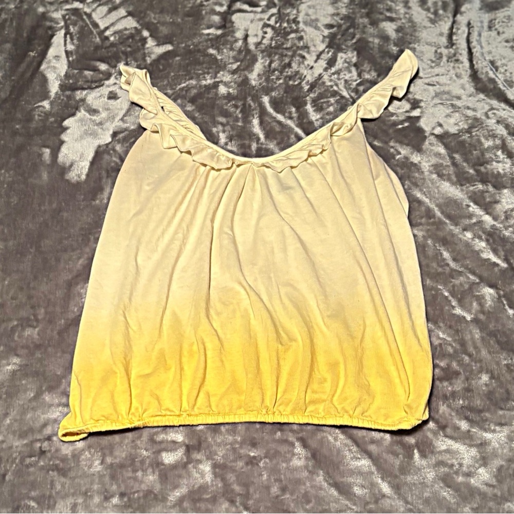 Lucky Brand Yellow Ombre Ruffle Tank Top